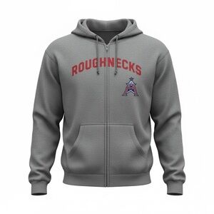 NWT XFL Houston Roughnecks Football Gray Full Zip Hoodie/Jacket - Size Medium